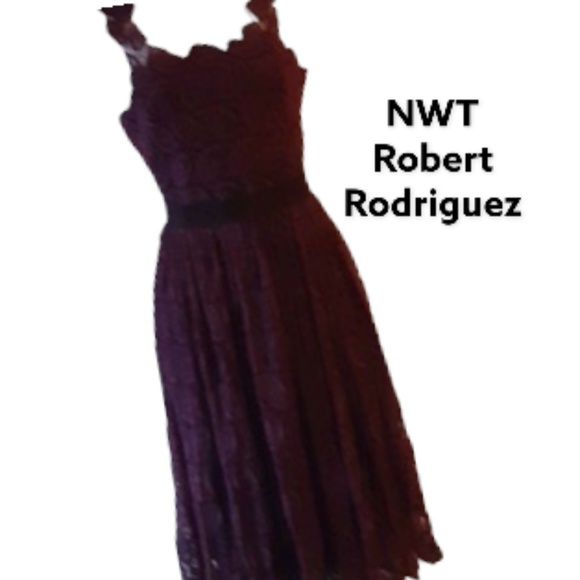 NEW NWT ROBERT RODRIGUEZ BERRY LACE  OVERLAY COCKTAIL DRESS 4 - Picture 2 of 15
